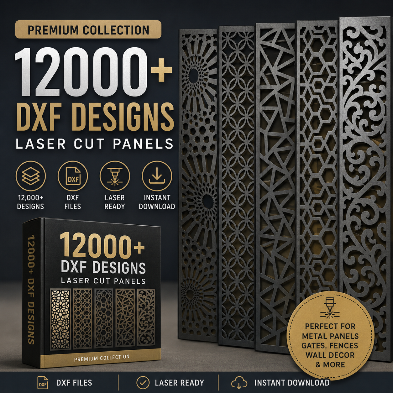 12000+ DXF DESIGNS LASER CUT PANELS | PREMIUM COLLECTION