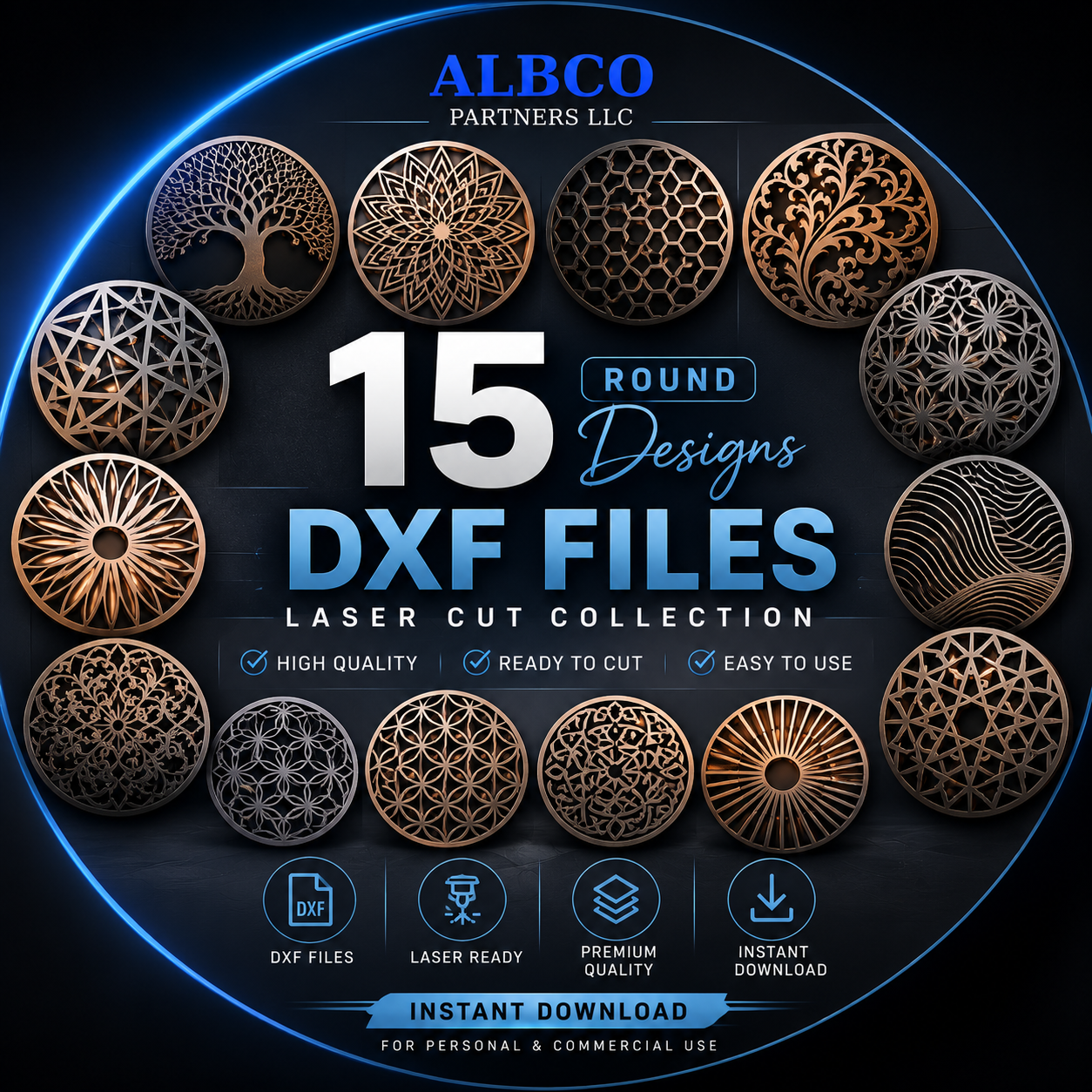 Square Circle Design DXF Format