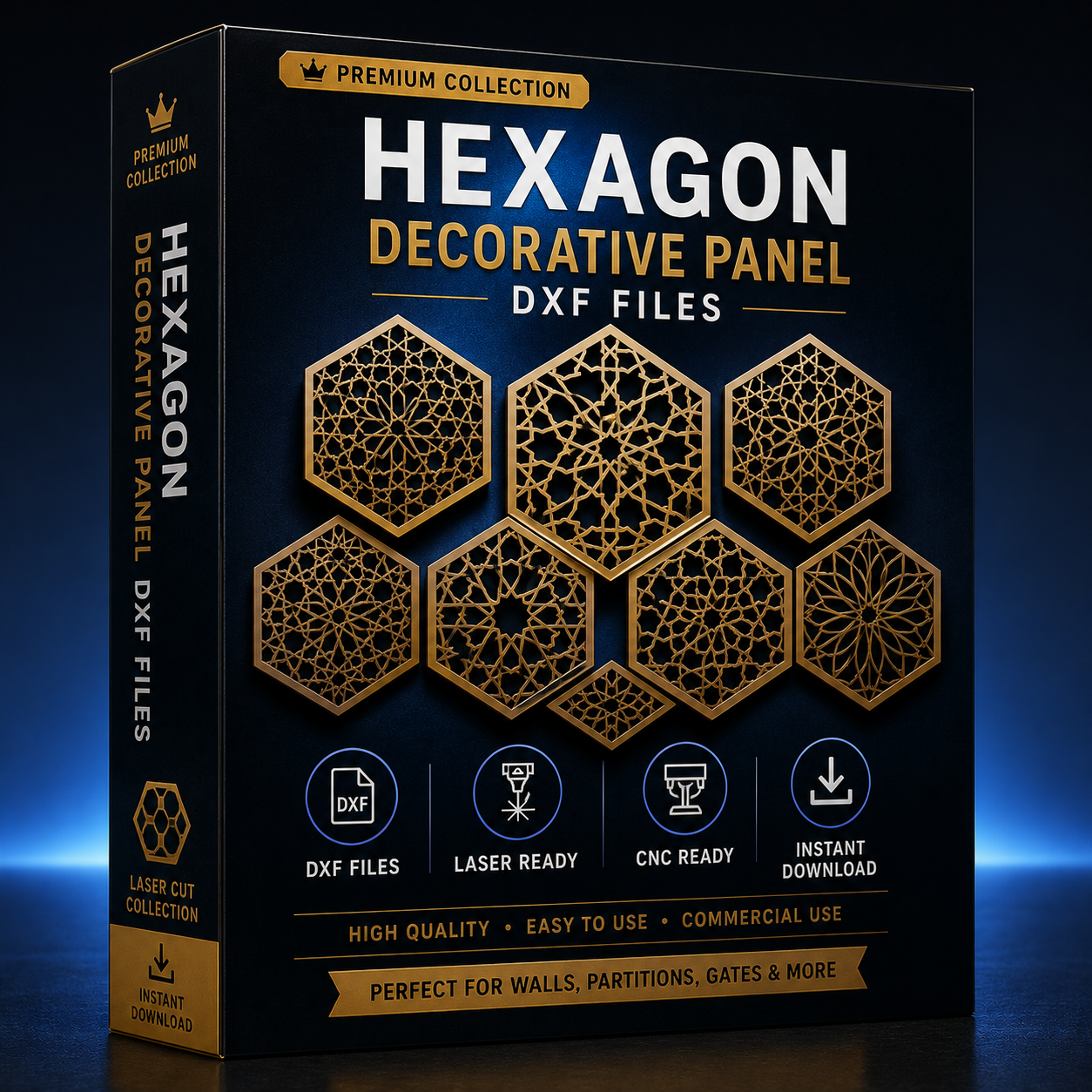 HEXAGON DECORATIVE PANEL DXF FILES 50+